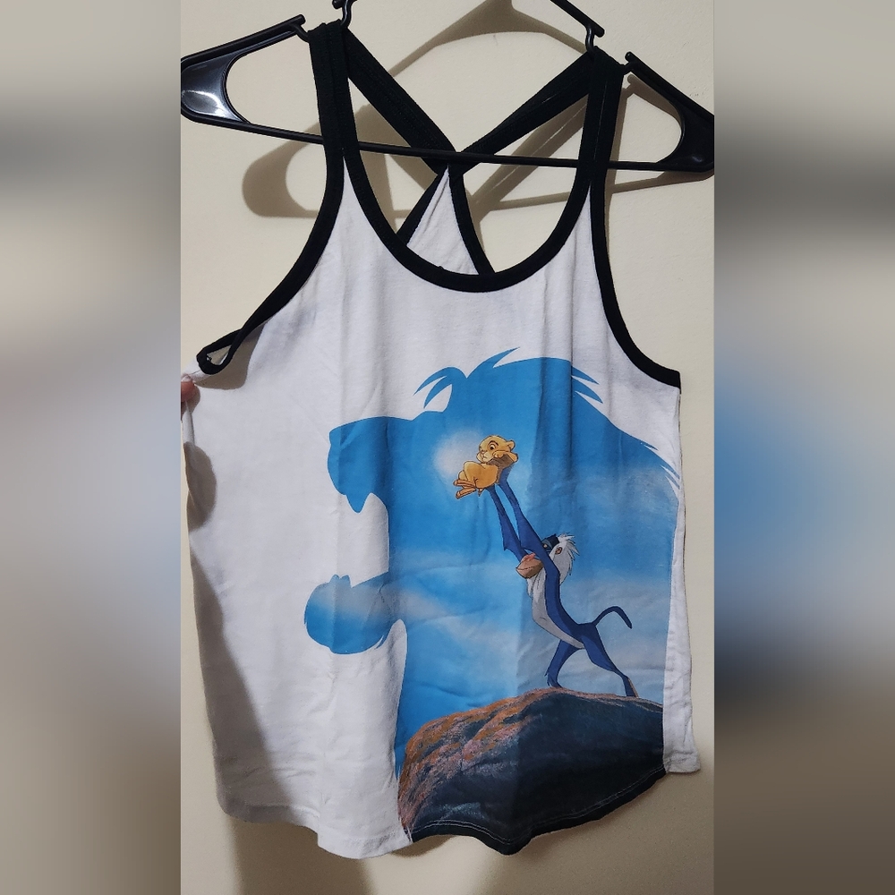 Disney White and Blue Lion King Tank Top